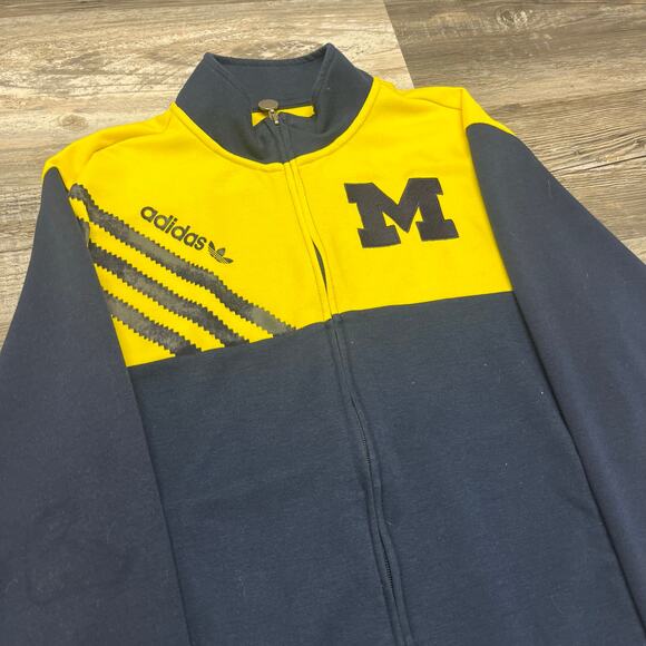 University of Michigan Track‎ Jacket Adidas 2000s Wolverines Blue Yellow Mens M - Picture 1 of 8